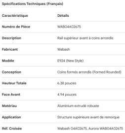 LONGERON SUP&Eacute;RIEUR AVANT WABASH