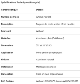 POIGN&Eacute;E D'EMBARCATION WABASH 25"