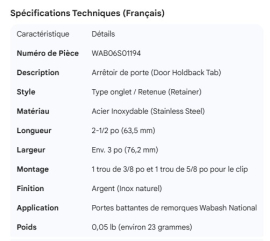 WABASH DOOR HOLDBACK STAINLESS