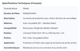 WABASH REEFER LOCKROD BRACE COVER RH & LH SS