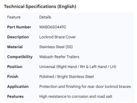 WABASH REEFER LOCKROD BRACE COVER RH & LH SS