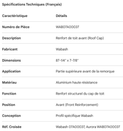RENFORT AVANT DE TOIT EN ALUMINIUM