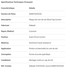 RENFORT DE COIN DE TOIT EN LAUMINIUM