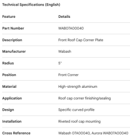 RENFORT DE COIN DE TOIT EN LAUMINIUM