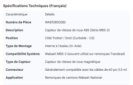 WABASH MBS-2 ABS AXLE SENSOR C/S