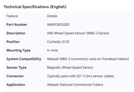 WABASH MBS-2 ABS AXLE SENSOR C/S