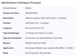 WABASH ABS SENSOR CABLE C/S