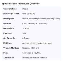 WABASH LANDING GEAR WING PLATE LH