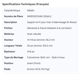 WABASH LANDING GEAR K-BRACE GALVANIZED