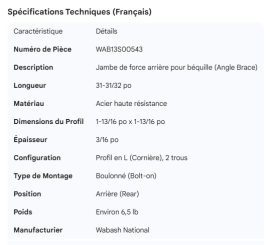 WABASH LANDING GEAR MOUNTING BRACE REAR ANGLE 30-31/32"