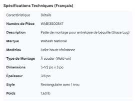 WABASH LANDING GEAR MOUNTING EAR BRACE