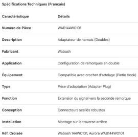 ADAPTATEUR D'HARNAIS POUR TRAIN ROUTIER WABASH