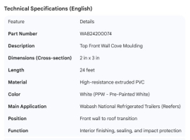 WABASH COVE MOULDING TOP FRONT WALL 2" X 3" X 24'