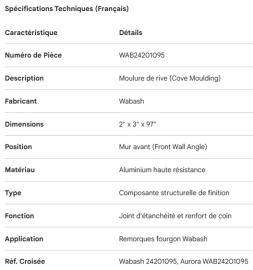 PROFIL DE FINITION DE REV&Ecirc;TEMENT INT&Eacute;RIEUR