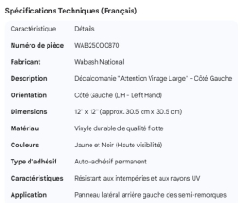 WABASH DECAL WIDE TURN LH