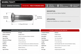 WABASH - BOULON TORX &Agrave; LONGERON - 3/8 X 1-1/4"