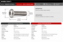 WABASH BOTTOM RAIL 3/8 X 1-1/4" TORX BOLT
