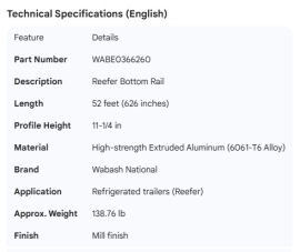 WABASH BOTTOM RAIL REEFER 52'