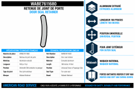 WABASH DOOR SEAL RETAINER ALUM 168"