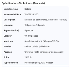 WABASH CORNER POST 12-7/8"  W/ATTACHMENT