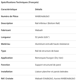 LONGERON DU BAS WABASH 52'