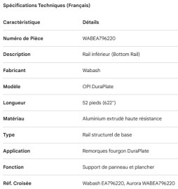 LONGERON DU BAS WABASH 52'