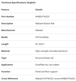 LONGERON DU BAS WABASH 52'
