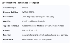 WABASH SIDE POST SEAL PVC