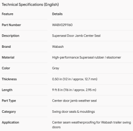 WABASH 0.50" X 9'8" SUPERSEAL DOOR JAM CTR