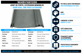 WABASH DOOR SEAL ONE PIECE EXTRUSION ROAD SIDE 14FT