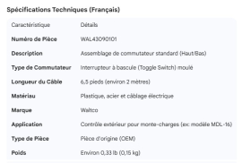 WALTCO SWITCH ASSEMBLY STD 6.50'