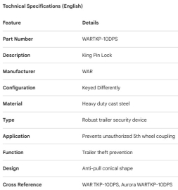 VERROU DE PIVOT D'ATTELAGE
