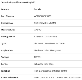 WABCO ABS ECU VALVE 4S/2M