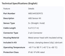 WABCO ABS SENSOR KIT