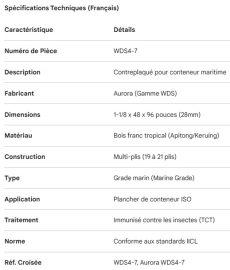 PLANCHER CONTRE-PLAQU&Eacute; POUR CONTENEUR MARIN