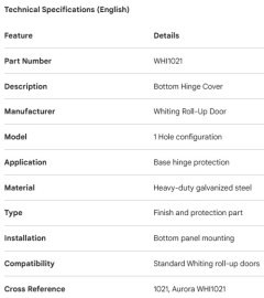 COUVERCLE DE PENTURE DE PORTE