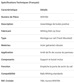 WHITING ROLL-UP DOOR POSITIVE STOP ASSEMBLY - TRACK MOUNTED