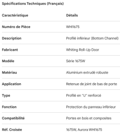 WHITING ROLL-UP DOOR BOTTOM CHANNEL 1675W