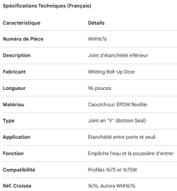 WHITING ROLL-UP DOOR BOTTOM SEAL 96"