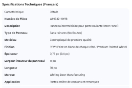 WHITING ROLL-UP DOOR INTER PNL NO ROUTES 0.75"X11"X 98"PPW