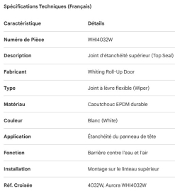 WHITING ROLL-UP DOOR TOP SEAL