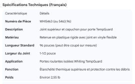 WHITING TEMPGUARD ROLL-UP DOOR TOP SEAL