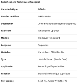 WHITING COLDSAVER ROLL-UP DOOR TOP SEAL 96"