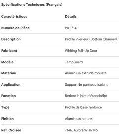WHITING TEMPGUARD ROLL-UP DOOR BOTTOM CHANNEL