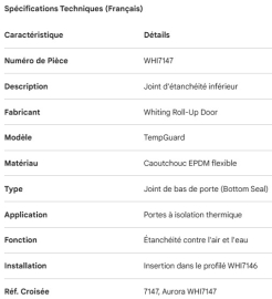 WHITING TEMPGUARD ROLL-UP DOOR BOTTOM SEAL
