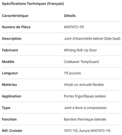 WHITING COLDSAVER TEMPGUARD SIDE SEAL 115"