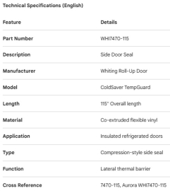 WHITING COLDSAVER TEMPGUARD SIDE SEAL 115"