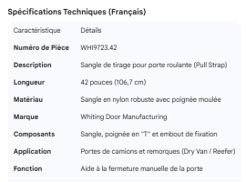 WHITING ROLL-UP DOOR PULL STRAP 42"