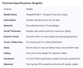 WHITING HINGE TRUSS DOOR ASSY