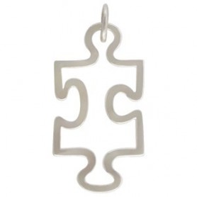 Sterling Silver Puzzle Piece Charm 25x12mm